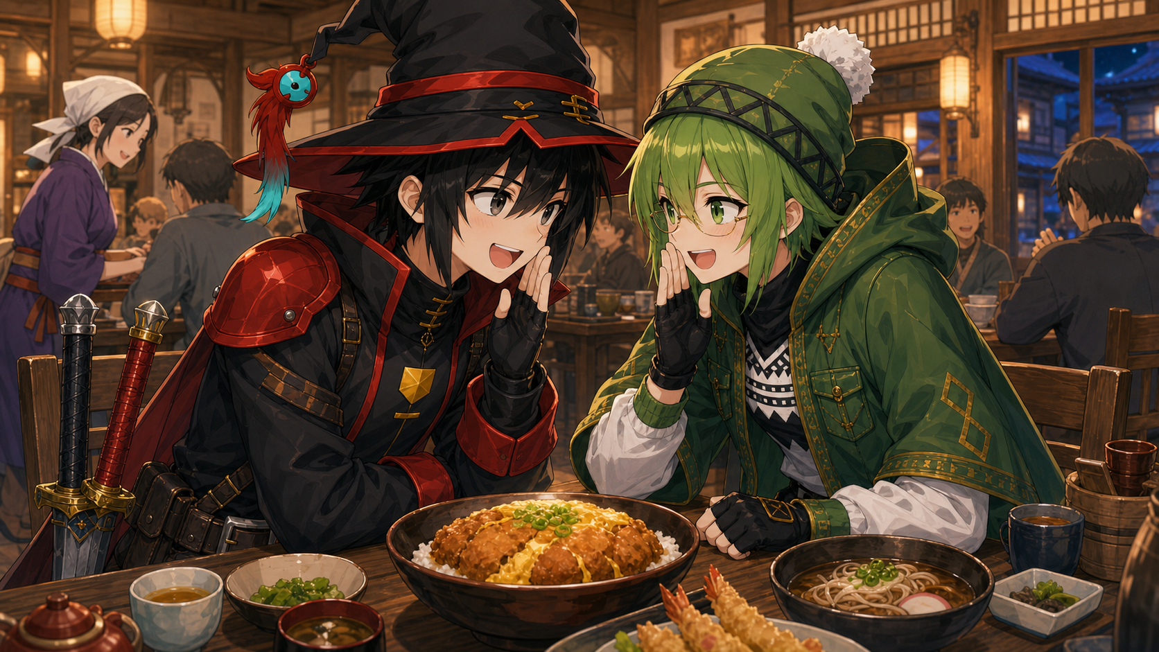 この星で、最後の愛を語る。第六話 星の光一つ の挿絵。『実はさ……俺この後食い逃げするんだ』と打ち明ける場面。