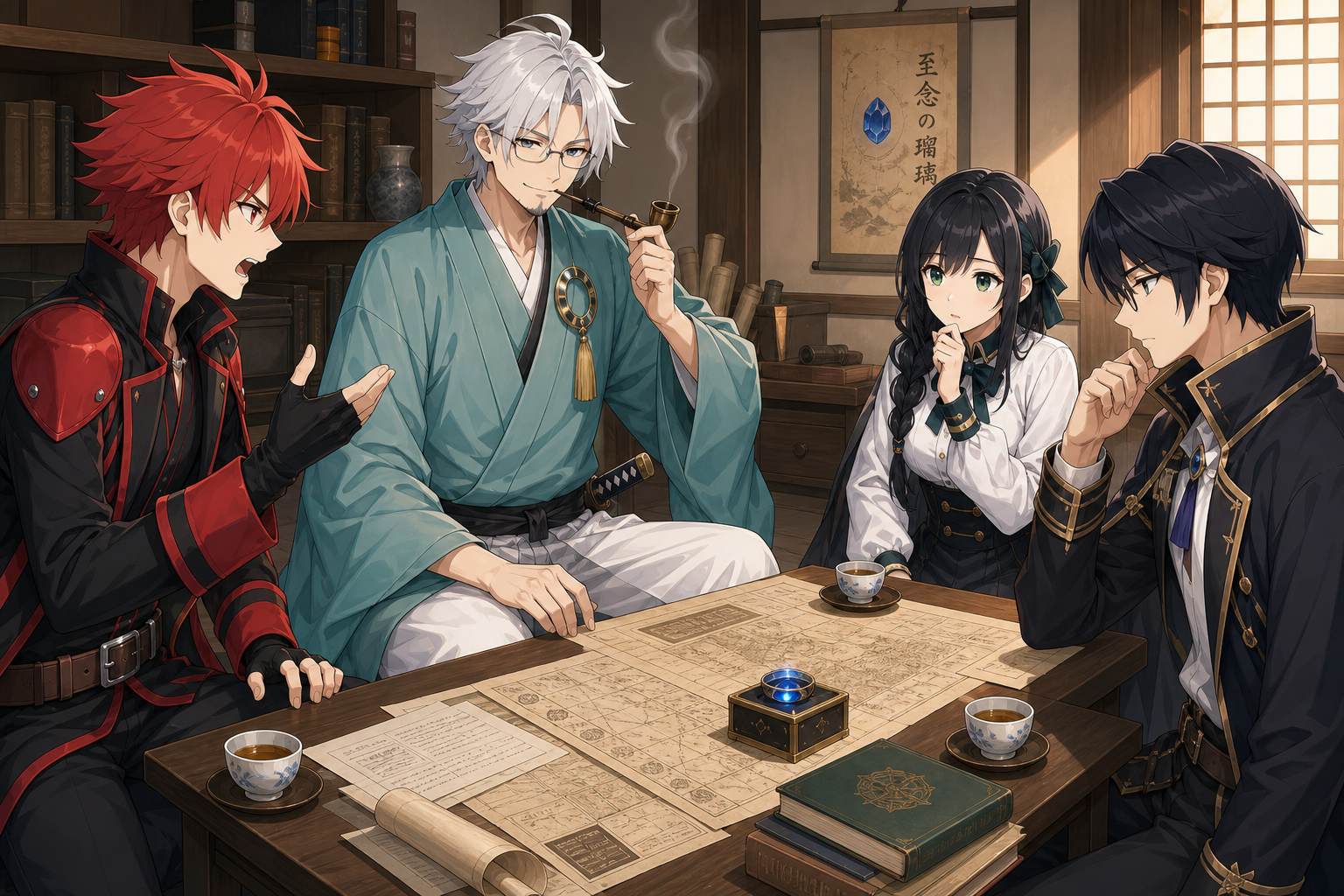 この星で、最後の愛を語る。第九話 瑠璃にまつわる様々な噂 の挿絵。「宜しいですかな？ 元々幻魔樹というのは“アレ”を復活させるだけの物ではありません。その昔、“アレ”の復活を恐れた人類は力の源である幻魔樹そのものを消滅させる事を選んだ。だが一部の学者は猛反対した。それは幻魔樹がこの星のエレメントの源だという仮説からだ。勿論、…の場面。