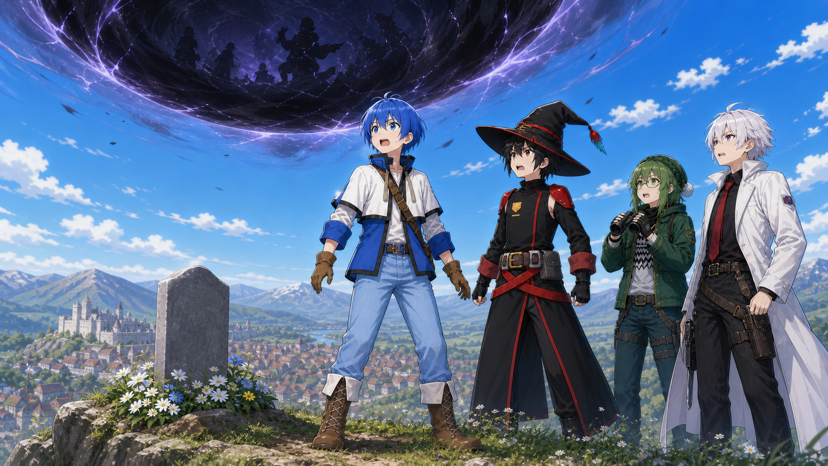 この星で、最後の愛を語る。第二十六話 あの山の頂きから の挿絵。神苑の瑠璃を巡った死闘から半年、レイ達は全世界に向けて帝国が犯した罪を海上商業組合を通じて発信した。の場面。