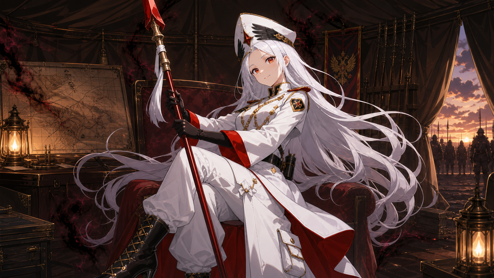 この星で、最後の愛を語る。第四十七話 最強VS最恐 の挿絵。「わかりません――突如爆発音が響いた後発砲音が鳴りやみません！」の場面。